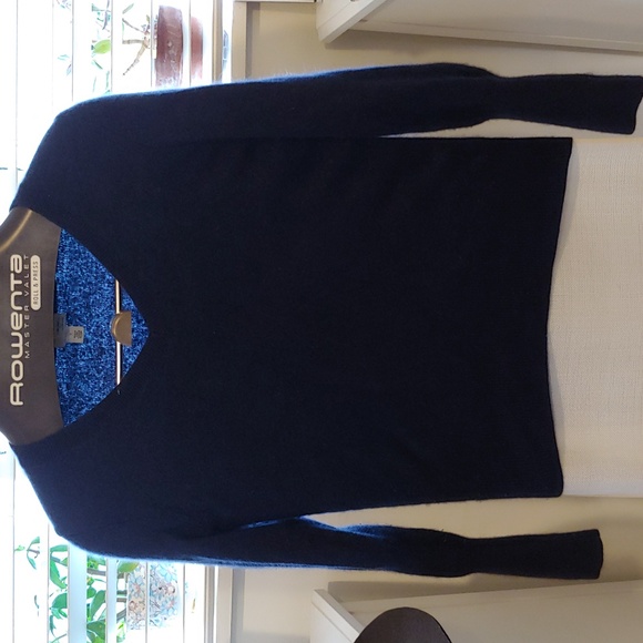 Halogen v-neck sweater; cashmere, navy blue, small - Picture 1 of 5